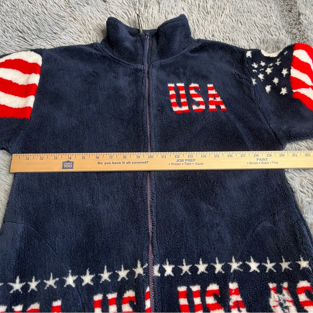 Black Mountain Outdoor Jacket Womens Small Fleece USA American Flag Pockets Blue - Picture 7 of 12